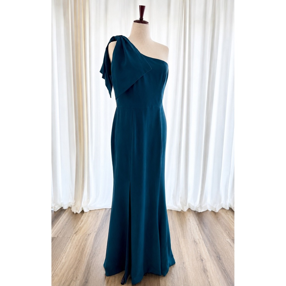 Dress the Population Georgina Peacock Teal One Shoulder Slit Gala Gown XXL NWT